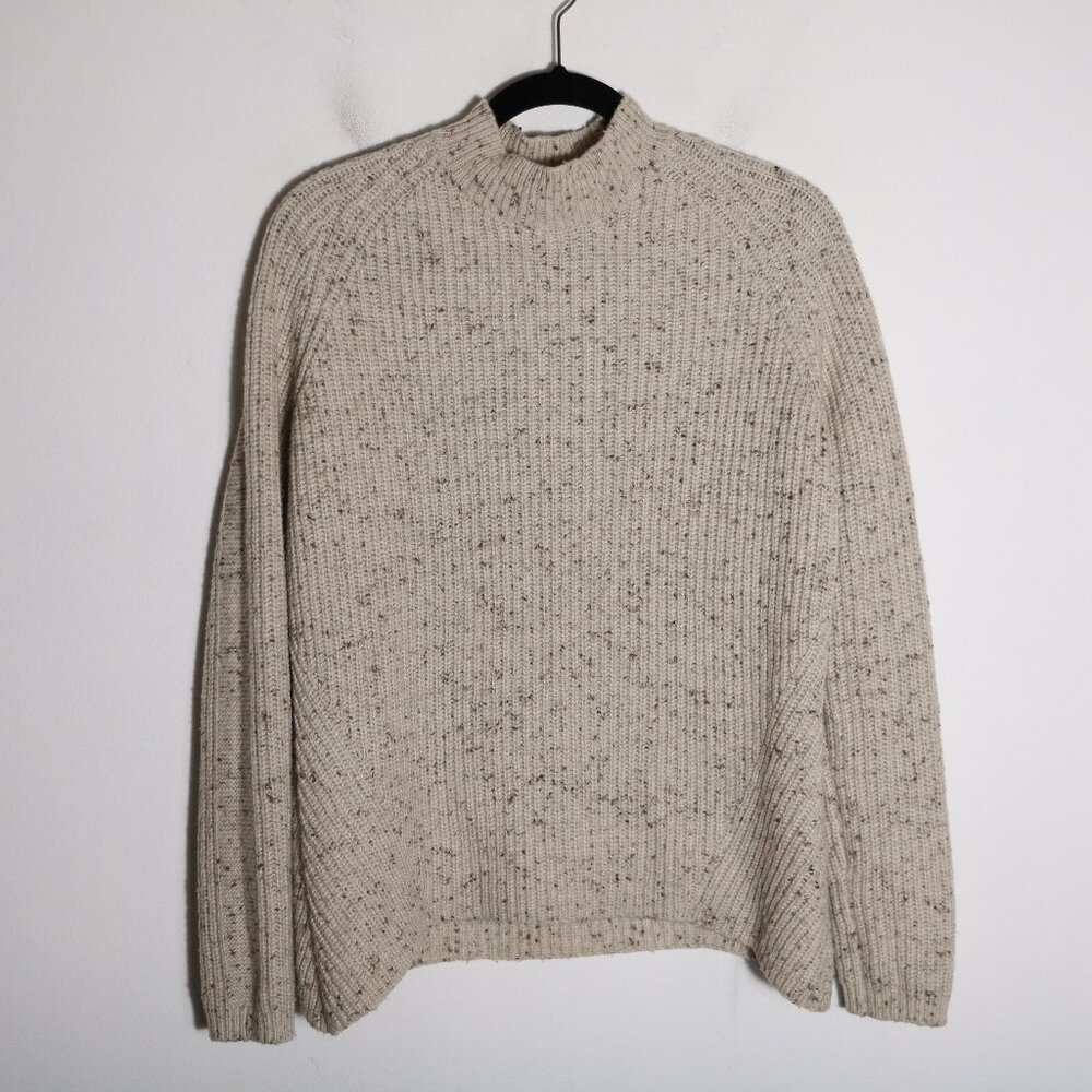 Kuhl Ida‎ Sweater Womens XS Mock Neck Speckled Wool Blend Ribbed Classic Neutral